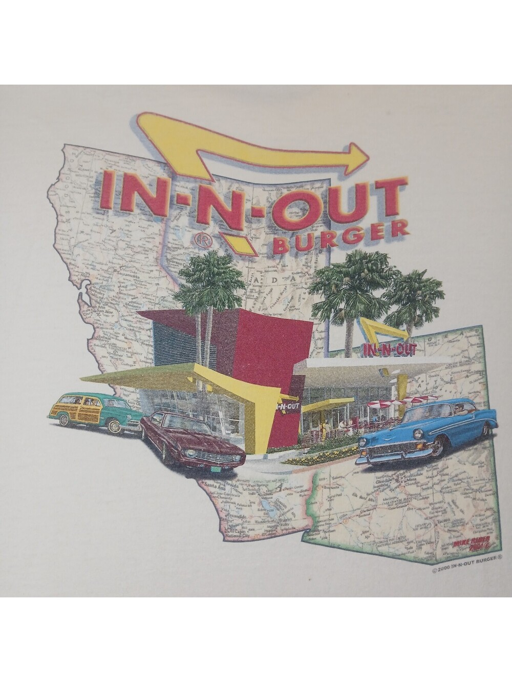 Hanes Vintage In-N-Out Burger T-Shirt White Graphic Tee Adult XL Cotton